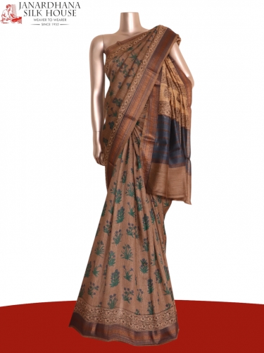 Pure Floral Zari Tussar Silk Saree